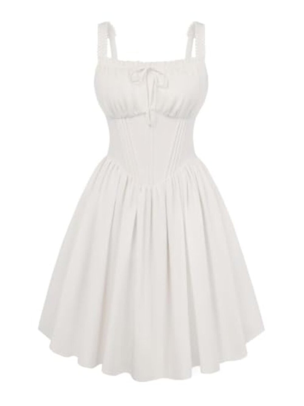 Corset Mini Dress A-Line Square Neck Sleeveless Sundress with Pockets